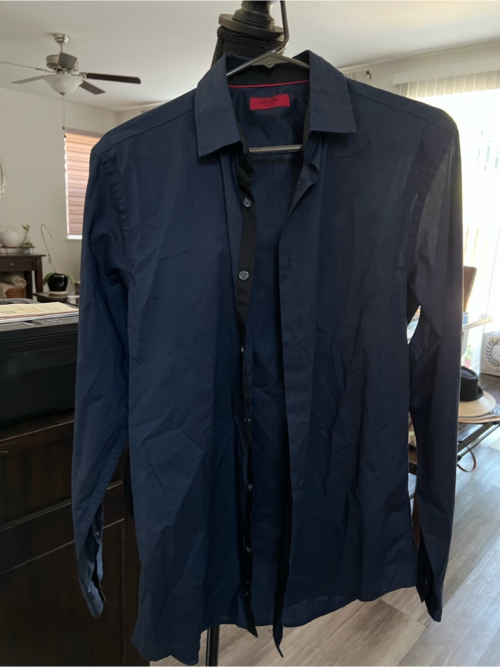 Alfani Men's Navy Long-Sleeve Dress Shirt